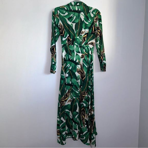 FARM Rio Green Leaf Print Maxi Dress sm - Picture 8 of 11
